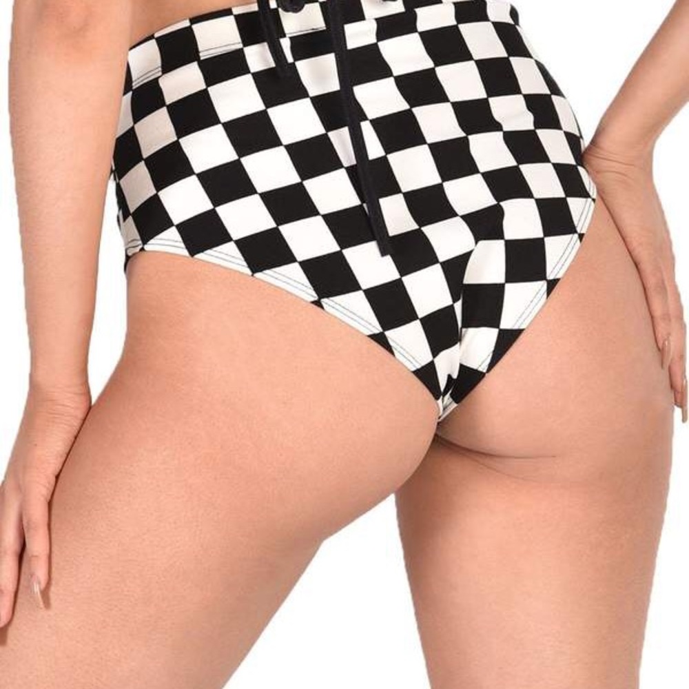 iHeartRaves high waisted checkered bottoms - Picture 2 of 2